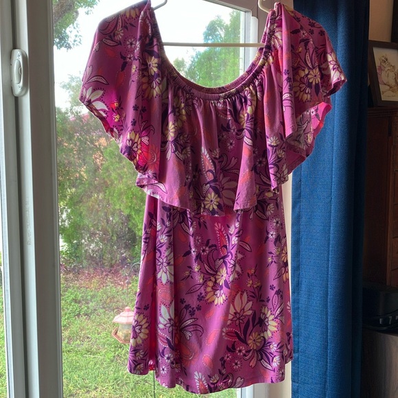 Pretty pink print knit top with ruffle sleeves by Woman Within, size 18, NWOT! - Picture 13 of 16